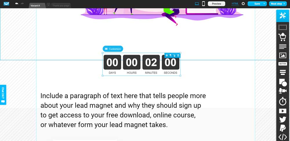 Countdown timer Get Response