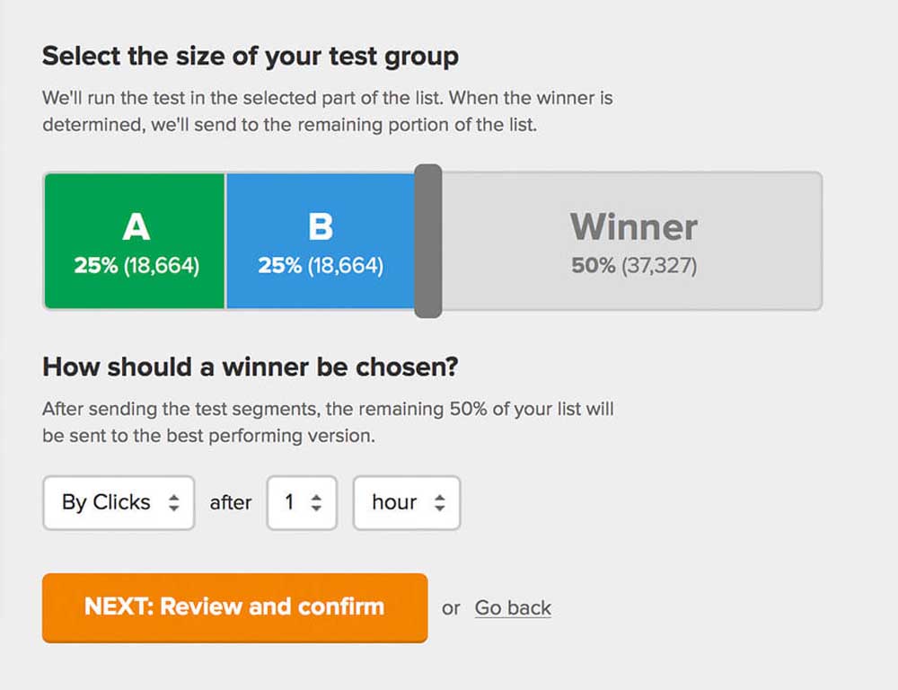 a/b split testing - email marketing - choosing winner - MailerLite