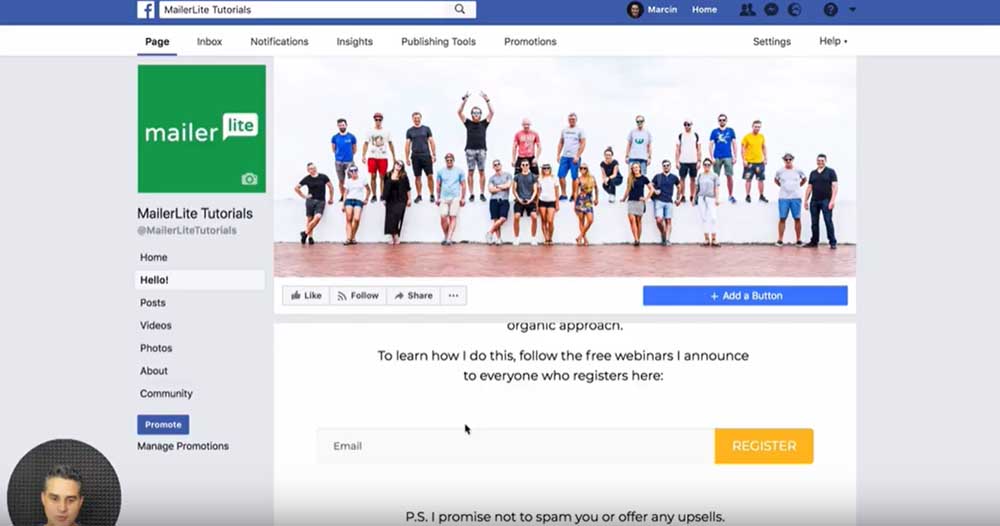 Facebook Page MailerLite