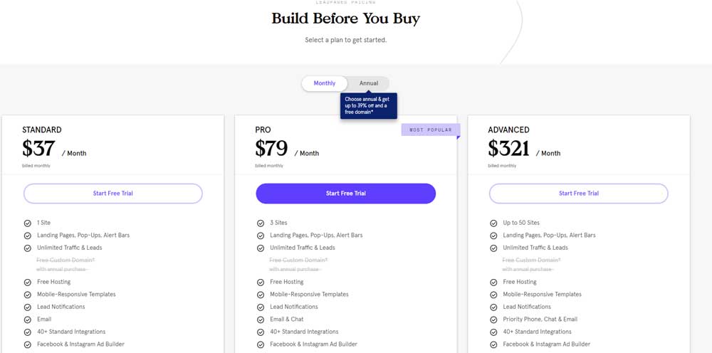 LeadPages pricing plan